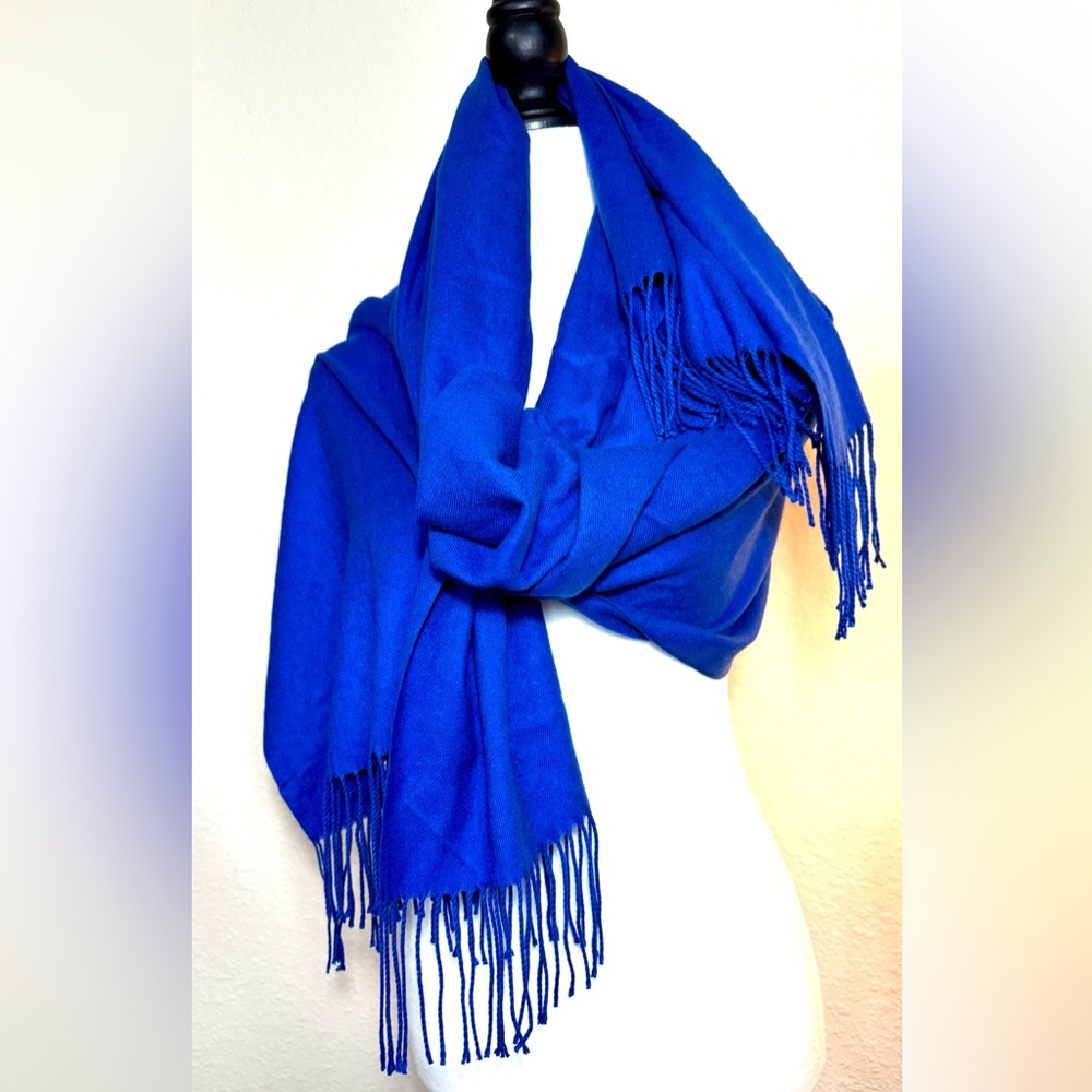 Classic Wrap Shawl Scarf Pashmina Blue Soft - Picture 3 of 8